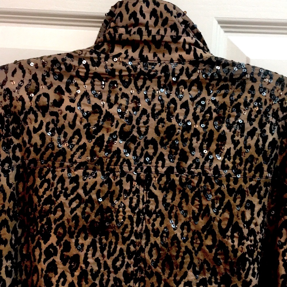 NWOT Leopard Print Sequin Jacket - Picture 4 of 10